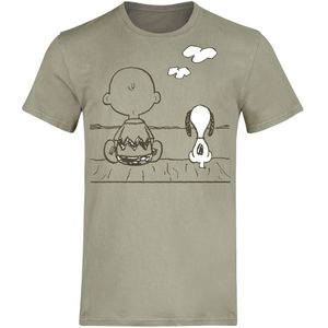 Peanuts Charlie Brown & Snoopy Heren T-shirt - groen - S