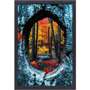 Betoverend herfstbos met doorkijk - Natuur portret - Muurdecoratie canvas bos - Realisme - Muurdecoratie canvas met baklijst - Muurdecoratie landelijk - Canvas met baklijst 40x60 cm