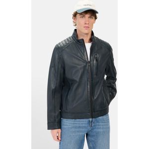 camel active Leren jas met zakken met ritssluiting - Maat menswear-60 - Donkerblauw