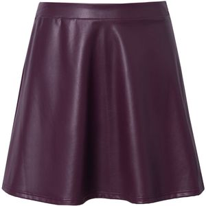 MIAMODA MIAMODA - Dames - Cirkelrok in leerlook flared fit zijritssluiting - Aubergine - Maat 46