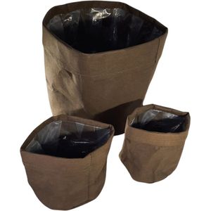 3 stuks - Plantentas - Planten pot - Plantenzak - Papier- Karton- Donker Groen - Army Green - 23cm en 11cm hoog - 23cm en 10cm diameter