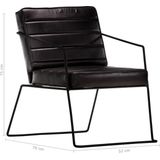 The Living Store Fauteuil Armstoel - 52x70x71cm - Zwart Echt Leer