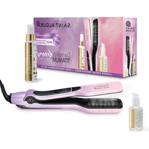 Stoomstijltang Titanium Dreams - Zwevende platen Titanium coating - Ultra-krachtige Stoom - Geïntegreerd reservoir XL 40 ml - Afneembare Kam - Alle Haartypes