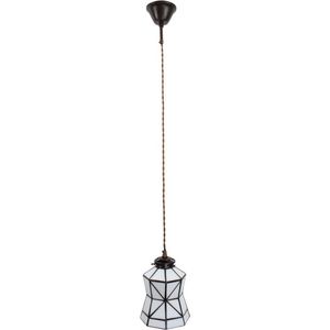 LumiLamp Hanglamp Tiffany Ø 15*115 cm E14/max 1*40W Wit, Bruin Glas, Metaal Asymmetrisch Hanglamp Eettafel Hanglampen Eetkamer