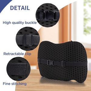 Lendenkussen, Lumbale kussen Rug, Lendenwervelsteunkussen voor bureaustoel en autostoel, Memory Foam Rugsteunkussen met verstelbare riem, Ergonomisch