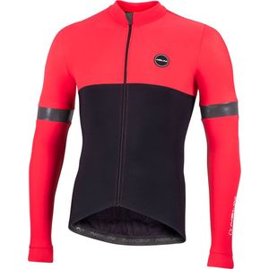 Nalini - Heren - Fietsshirt - Lange Mouwen - Wielrenshirt - Rood - Zwart - WARM WRAP JERSEY - M