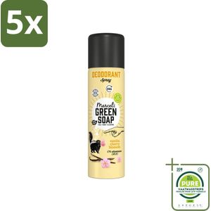 5 x Marcel's Green Soap - Deodorant Spray - Vanilla & Cherryblossom - Langdurige frisheid - 150 ml - Grootverpakking - Deodorant Spray - Natuurlijke Deodorant - Aluminiumvrije Deodorant - Vegan Deodorant - Milieuvriendelijke Deodorant