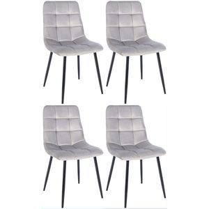 CLP Antibes Set van 4 eetkamerstoelen - Zonder armleuning - Velvet - grijs