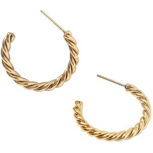 Aramat Jewels Oorbellen - Gedraaide Halve Hoepel Oorringen Goudkleur - Roestvrij staal - Vrouwen - Volwassenen - [30mm]