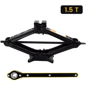 Aafinity Autokrik - garagekrik - reparatie - ratelset - met ratelsleutel - 1.5T- eenvoudig te gebruiken - zwart - stalen plaat