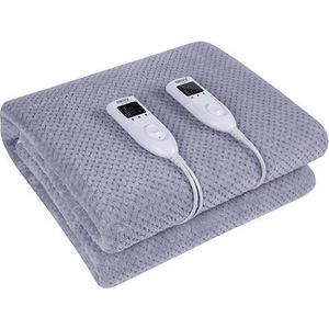 Top Choice - 2 persoons Elektrische deken - 150 x 160 cm - 8 standen - 2 x 60 Watt - timer
