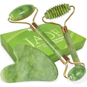 3-delige Gua Sha en Jade Roller Set - Gezichtsmassage en Huidverzorging