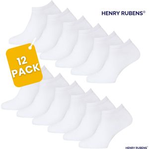 Henry Rubens® Sneakersokken Katoen - Enkelsokken Heren & Dames - 12 Paar - Wit - Maat 47-50 - Korte sokken