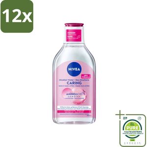 NIVEA - Micellair Water - Essentials Verzachtend & Verzorgend - Voor droge huid - Met Amandelolie & Aminozuren - 400 ml - Voordeelverpakking - 12 stuks - Micellair water - Reinigingswater