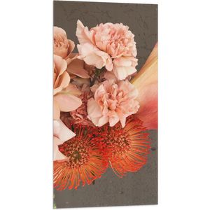 Vlag - Bloemen - Rood - Boeket - 50x100 cm Foto op Polyester Vlag