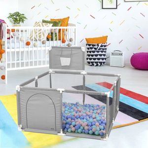 Novity® | Kinderspeelhek & Droogzwembad - Vierkant - Grijs (I155)