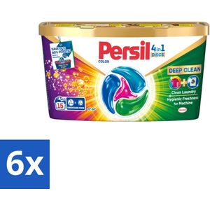 6 x Persil - Wasmiddel - Wasmiddelcapsules Discs Gekleurde Was - Voor Gekleurde Was - 15 wasbeurten - Wasmiddelcapsules - Gekleurde Was - Vlekken Verwijderen - Wasverzachter - Wasmachine Reiniging