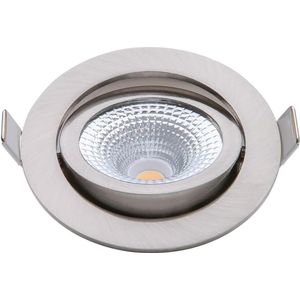 EcoDim - LED Spot - Inbouwspot - ED-10024 - 5W - Waterdicht IP54 - Dimbaar - Dim to Warm - Warm Wit 2000K-3000K - Geborsteld Nikkel - Aluminium - Rond - Kantelbaar