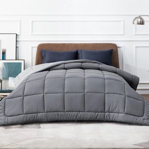 Bedsure Dekbed, 200 x 200 cm, warm, grijs, 300 g/m², voor tweepersoonsbed, 200 x 200 cm, met hoeken, machinewasbaar