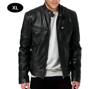 Bovista Leren Jas - Leather Jacket - Lederen Jas - Bomberjack - Pilotenjack - Blazer - Biker - Motorjas - Motormuis - Heren - Maat XL