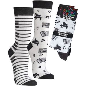 Herensokken - Voordeelverpakking 6 Paar - Muziek Thema's - Grappige en Vrolijke Sokken