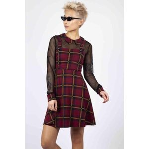 Jawbreaker - Passionate By Nature Plaid Overall Korte jurk - M - Bordeaux rood