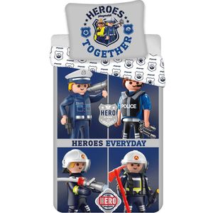 Playmobil Dekbedovertrek Hulpdienst Helden - Eenpersoons - 140 x 200 + 70 x 90 cm - Katoen