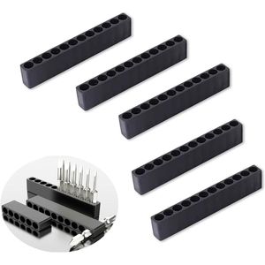 5pcs Empty Bits Bit Box - 12 Drill Holes Plastic Screwdriver Head Storage Organizer for Storing Screwdriver Heads