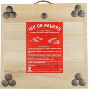 MECABOIS Complete Puck Game - 12 platte worpen en houten bord (Bretons spel)
