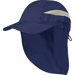 Pet met nekbescherming - Baseball cap - Petten - Verstelbaar - Met elastische sluiting - One size - Microvezel - Blauw