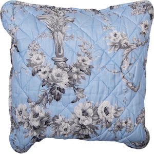 Clayre & Eef Kussenhoes 40x40 cm Blauw Polyester Vierkant Bloemen Sierkussenhoes