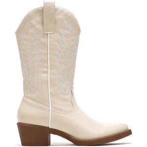 Smile Favorites® Dames Cowboylaarzen met Hak - Beige - Imitatieleer - Maat Size : 40 -