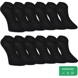 Bamboe Sokken, Sneaker Sokken, Dames en Heren, Kort, Antibacterieel, 12 Paar, 43-46, Zwart