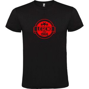 Zwart T-Shirt met “Legend sinds 1966 “ Afbeelding Rood Size XS
