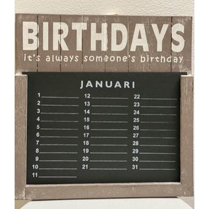 Woodart verjaardagskalender taupe 30 cm losse vellen kalender verjaardag