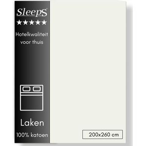 Sleeps Lakens Katoen Ivoor - 2 Persoons 200 x 260 cm - 100% Katoen - Hoogwaardig Hotelkwaliteit - Heerlijk Zacht