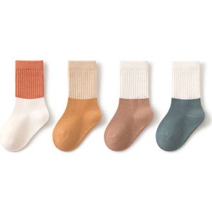 Baby- en peutersokken - Katoenen en ABS antislipsokken - Baby antislipsokken - Kniehoge cadeauset - 4 paar - Stijl D - Maat M 1-3 jaar
