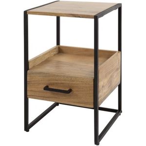 Niche - Nachtkastje - Acacia Hout - Compact Design - Metalen Onderstel