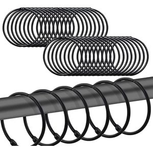 Metalen gordijnringen - 40 stuks - 50 mm - zwart
