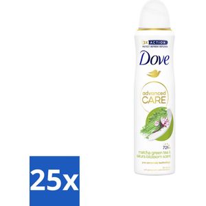 25 x Dove Deodorant Spray - Matcha & Sakura - 150 ml - Dove Deodorant Spray - Matcha & Sakura - Anti-Transpirant Spray - Zweetvermindering - Geur
