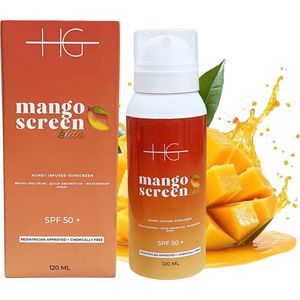 HG Zonnebrand Spray SPF 50 met Honing & Mango – Breedspectrum Zonbescherming – Waterbestendige Zonnespray voor Kinderen & Gevoelige Huid