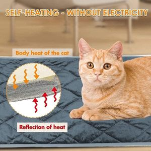 Wakects Thermomat voor honden en katten, 40 x 40 cm, afneembaar en wasbaar, thermische deken voor huisdieren, bed voor honden en katten, grijs-zilver