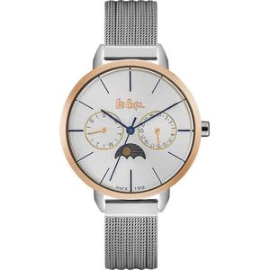 Lee Cooper LC06482.530 - Horloge - Analoog - Dames - Milanees band - Zilverkleurig - Goudkleurig