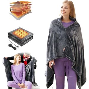 Elektrische deken met USB-aansluiting - Draadloze warmtedeken met 3 temperatuurniveaus - Machinewasbaar