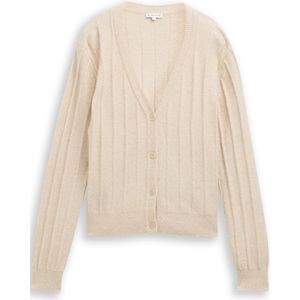 TOM TAILOR - Gebreid Vest - Sand - Knoopsluiting - V-hals