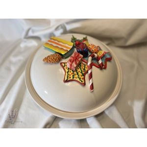 BellaCeramics 2226/N | terrine snoep | kom/schaal snoep | kerstmis - sinterklaas | Italië - Italiaans keramiek servies | 35 cm H 16 cm