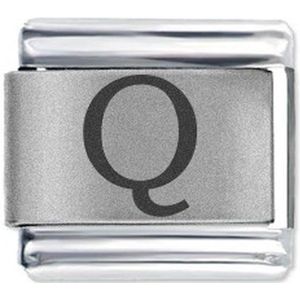 Quiges - Schakel - Bedel - 9mm - charms - Laser alfabet - letter Q - Geschikt voor - Nomination- armband - Schakelarmband - italy bedels armband