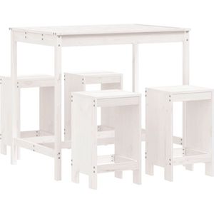 vidaXL - 5-delige - Barset - massief - grenenhout - wit