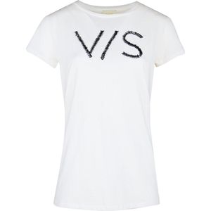 Verysimple • off white t-shirt met v/s • maat IT40 (XS)