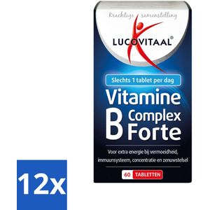 12 x Lucovitaal - Vitaminen - Vitamine B Complex Forte - 60 Tabletten - Vitamine B Complex - Energieboost - Zenuwstelsel - Mentale Prestaties - Immuunsysteem